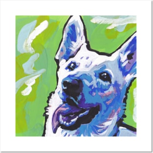 white German Shepherd Dog Bright colorful pop dog art Posters and Art